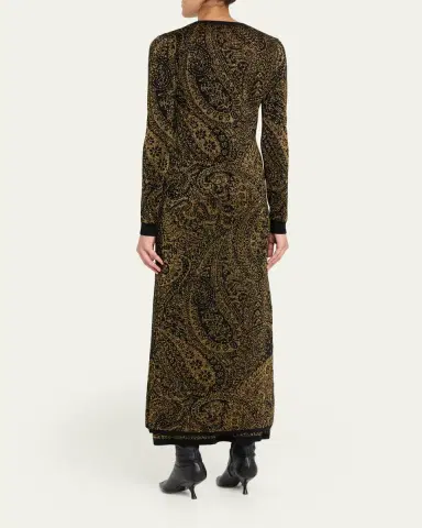 Etro Metallic Paisley Knit V-Neck Long Cardigan | Thumbnail 3 Etro Metallic Paisley Knit V-Neck Long Cardigan | Thumbnail 3