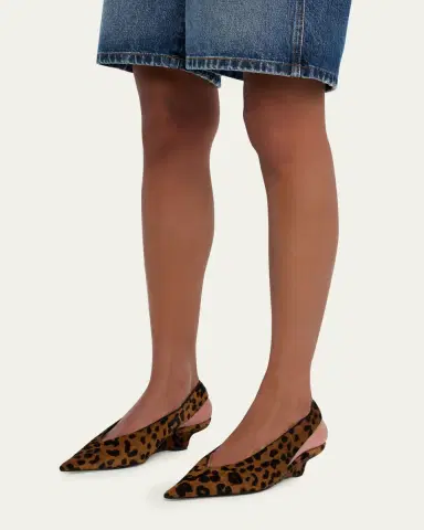 Toteme Leopard Pony Hair Slingback Wedge Pumps | Thumbnail 2