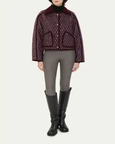 Burberry Floriston Corduroy-Trim Quilted Barn Jacket | Thumbnail 2