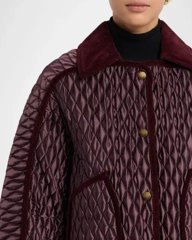 Burberry Floriston Corduroy-Trim Quilted Barn Jacket | Thumbnail 8