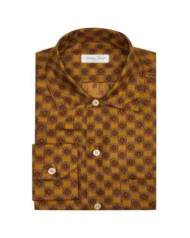 Salvatore Piccolo Men's Silk Geometric Circle-Print Dress Shirt | Thumbnail 1 Salvatore Piccolo Men's Silk Geometric Circle-Print Dress Shirt | Thumbnail 1