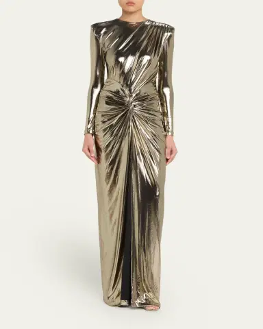 Retrofête Fenella Metallic Long-Sleeve Twist Dress | Thumbnail 6 Retrofête Fenella Metallic Long-Sleeve Twist Dress | Thumbnail 6