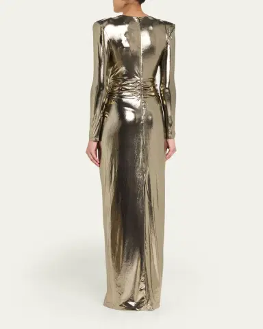 Retrofête Fenella Metallic Long-Sleeve Twist Dress | Thumbnail 7 Retrofête Fenella Metallic Long-Sleeve Twist Dress | Thumbnail 7