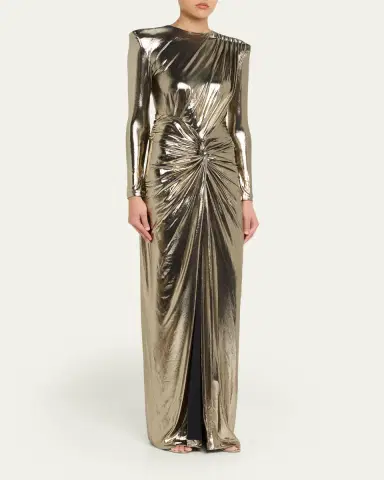 Retrofête Fenella Metallic Long-Sleeve Twist Dress | Thumbnail 8 Retrofête Fenella Metallic Long-Sleeve Twist Dress | Thumbnail 8