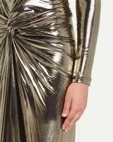Retrofête Fenella Metallic Long-Sleeve Twist Dress | Thumbnail 9 Retrofête Fenella Metallic Long-Sleeve Twist Dress | Thumbnail 9