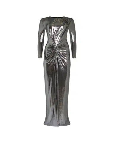 Retrofête Fenella Metallic Long-Sleeve Twist Dress | Thumbnail 1 Retrofête Fenella Metallic Long-Sleeve Twist Dress | Thumbnail 1
