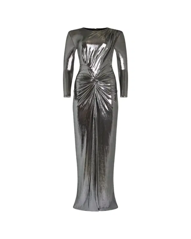 Fenella Metallic Long-Sleeve Twist Dress