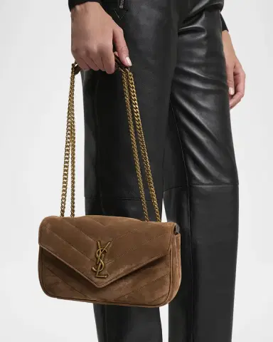 Saint Laurent Loulou Small YSL Shoulder Bag in Matelasse Suede | Thumbnail 6 Saint Laurent Loulou Small YSL Shoulder Bag in Matelasse Suede | Thumbnail 6