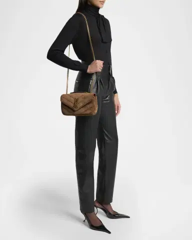 Saint Laurent Loulou Small YSL Shoulder Bag in Matelasse Suede | Thumbnail 9 Saint Laurent Loulou Small YSL Shoulder Bag in Matelasse Suede | Thumbnail 9