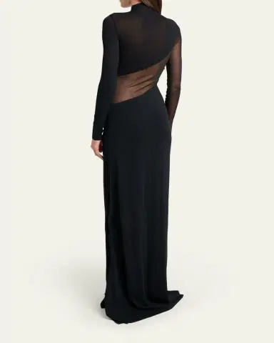 Alaïa Sheer Bodice High-Neck Dress | Thumbnail 3 Alaïa Sheer Bodice High-Neck Dress | Thumbnail 3