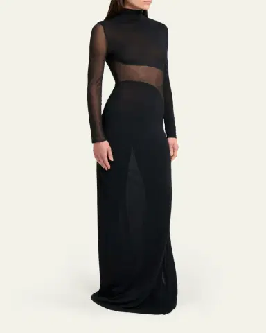 Alaïa Sheer Bodice High-Neck Dress | Thumbnail 4 Alaïa Sheer Bodice High-Neck Dress | Thumbnail 4