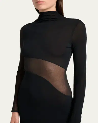 Alaïa Sheer Bodice High-Neck Dress | Thumbnail 5 Alaïa Sheer Bodice High-Neck Dress | Thumbnail 5