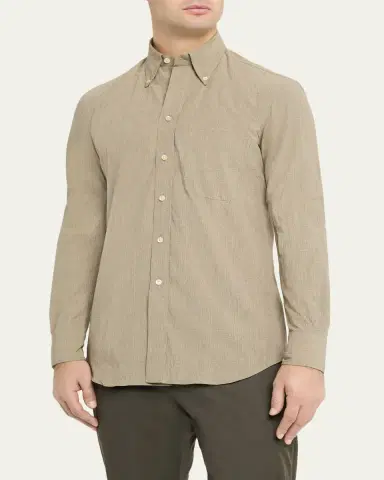 Salvatore Piccolo Men's Cotton Micro-Grid Check Button-Down Shirt | Thumbnail 4 Salvatore Piccolo Men's Cotton Micro-Grid Check Button-Down Shirt | Thumbnail 4