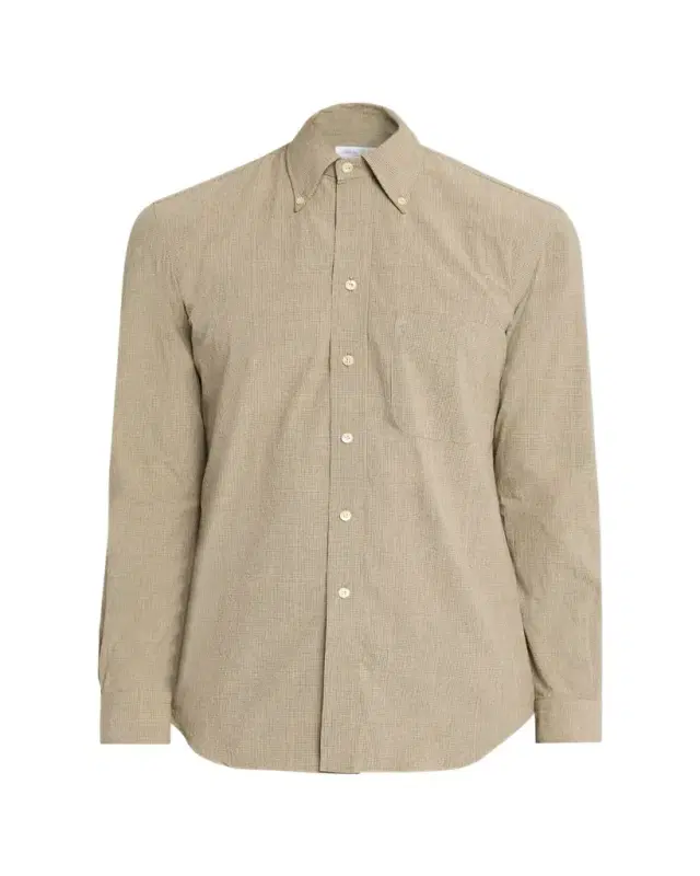 Men's Cotton Micro-Grid Check Button-Down Shirt
