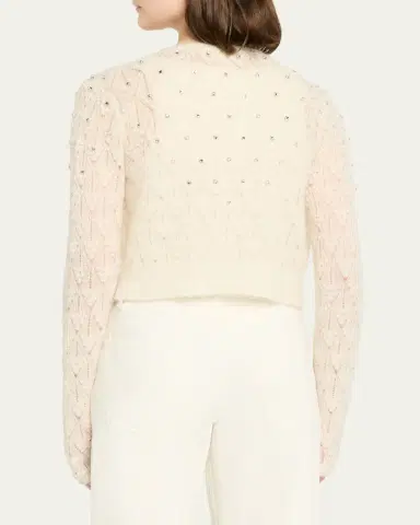 LoveShackFancy Calico Embellished Pointelle Cardigan | Thumbnail 3