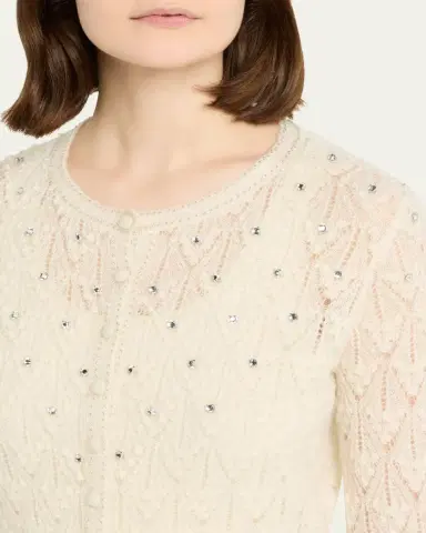 LoveShackFancy Calico Embellished Pointelle Cardigan | Thumbnail 5 LoveShackFancy Calico Embellished Pointelle Cardigan | Thumbnail 5
