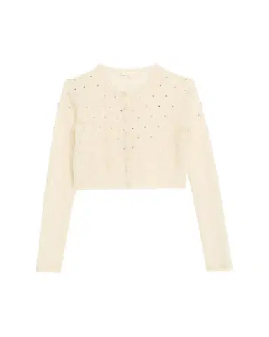 LoveShackFancy Calico Embellished Pointelle Cardigan | Thumbnail 1 LoveShackFancy Calico Embellished Pointelle Cardigan | Thumbnail 1