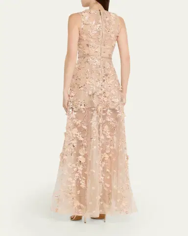 Bronx and Banco Arielle Floral Embroidered Sleeveless Gown | Thumbnail 3