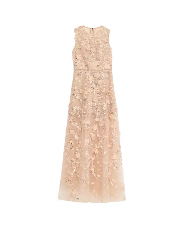 Bronx Banco Arielle Floral Embroidered Sleeveless Gown