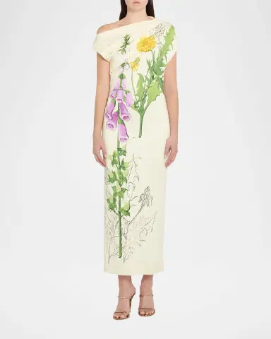 Oscar de la Renta Off-The-Shoulder Foxglove Draped Jersey Maxi Dress | Thumbnail 6 Oscar de la Renta Off-The-Shoulder Foxglove Draped Jersey Maxi Dress | Thumbnail 6
