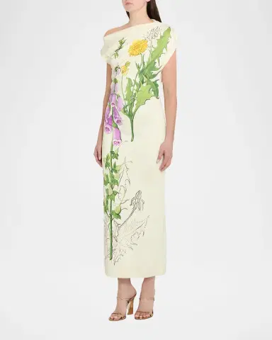 Oscar de la Renta Off-The-Shoulder Foxglove Draped Jersey Maxi Dress | Thumbnail 8 Oscar de la Renta Off-The-Shoulder Foxglove Draped Jersey Maxi Dress | Thumbnail 8