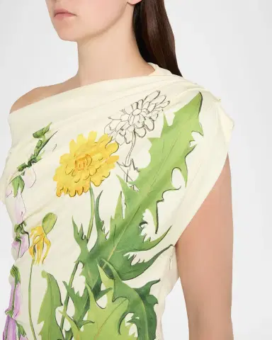 Oscar de la Renta Off-The-Shoulder Foxglove Draped Jersey Maxi Dress | Thumbnail 9 Oscar de la Renta Off-The-Shoulder Foxglove Draped Jersey Maxi Dress | Thumbnail 9