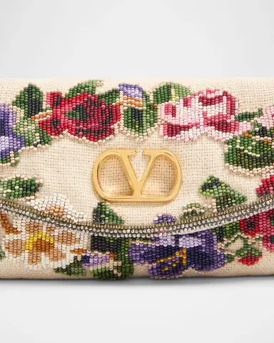 Valentino Garavani Vain Floral Beaded Shoulder Bag | Thumbnail 4 Valentino Garavani Vain Floral Beaded Shoulder Bag | Thumbnail 4