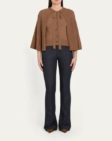 Oscar de la Renta Pleated Wool Cape Cardigan | Thumbnail 2 Oscar de la Renta Pleated Wool Cape Cardigan | Thumbnail 2