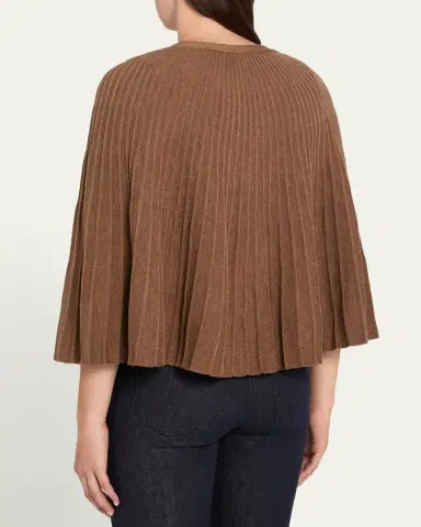 Oscar de la Renta Pleated Wool Cape Cardigan | Thumbnail 3 Oscar de la Renta Pleated Wool Cape Cardigan | Thumbnail 3
