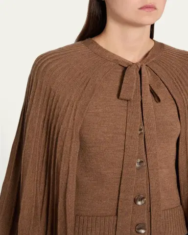 Oscar de la Renta Pleated Wool Cape Cardigan | Thumbnail 5 Oscar de la Renta Pleated Wool Cape Cardigan | Thumbnail 5