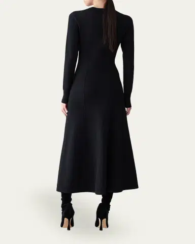 Carolina Herrera Floral Embroidered Long-Sleeve Midi Dress | Thumbnail 3 Carolina Herrera Floral Embroidered Long-Sleeve Midi Dress | Thumbnail 3