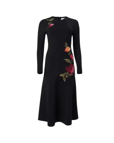 Carolina Herrera Floral Embroidered Long-Sleeve Midi Dress | Thumbnail 1 Carolina Herrera Floral Embroidered Long-Sleeve Midi Dress | Thumbnail 1