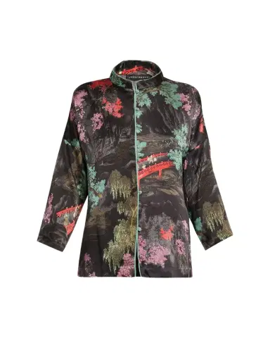 Natori Nara Band Collar Silk Pajama Top | Thumbnail 1 Natori Nara Band Collar Silk Pajama Top | Thumbnail 1
