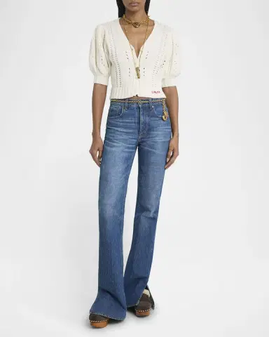 Chloé Wool & Cashmere Cropped Puff-Sleeve Cardigan | Thumbnail 6