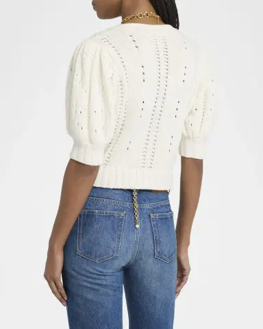 Chloé Wool & Cashmere Cropped Puff-Sleeve Cardigan | Thumbnail 7