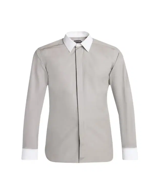 TOM FORD Men's Poplin Contrast-Trim Sport Shirt