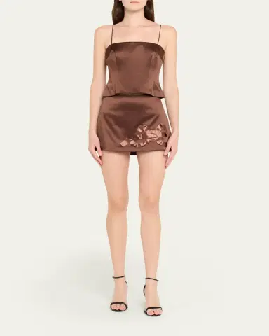 LoveShackFancy Nadina Satin Bow Detail Mini Skirt | Thumbnail 2 LoveShackFancy Nadina Satin Bow Detail Mini Skirt | Thumbnail 2