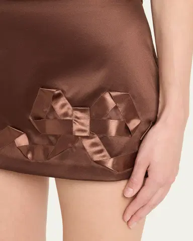 LoveShackFancy Nadina Satin Bow Detail Mini Skirt | Thumbnail 5 LoveShackFancy Nadina Satin Bow Detail Mini Skirt | Thumbnail 5