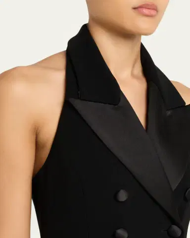Sergio Hudson Satin-Lapel Halter Jumpsuit | Thumbnail 5