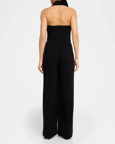 Sergio Hudson Satin-Lapel Halter Jumpsuit | Thumbnail 7