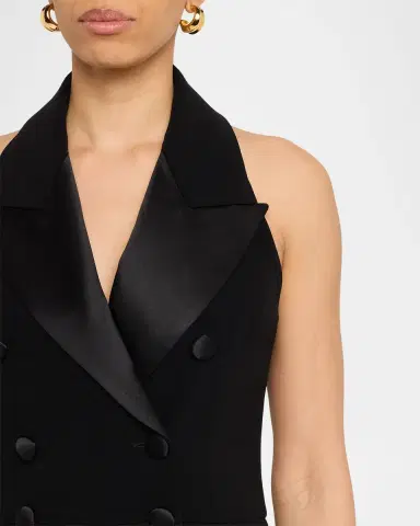 Sergio Hudson Satin-Lapel Halter Jumpsuit | Thumbnail 9