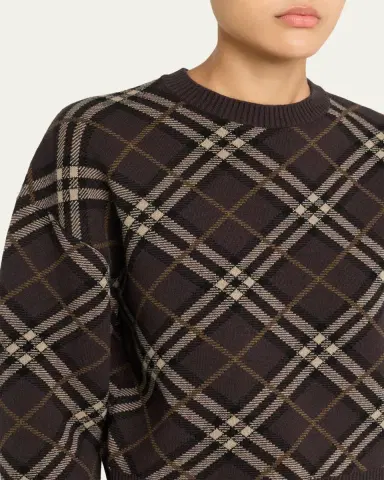 Burberry Gillian Check Wool-Cashmere Crewneck Sweater | Thumbnail 5 Burberry Gillian Check Wool-Cashmere Crewneck Sweater | Thumbnail 5