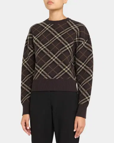 Burberry Gillian Check Wool-Cashmere Crewneck Sweater | Thumbnail 8 Burberry Gillian Check Wool-Cashmere Crewneck Sweater | Thumbnail 8