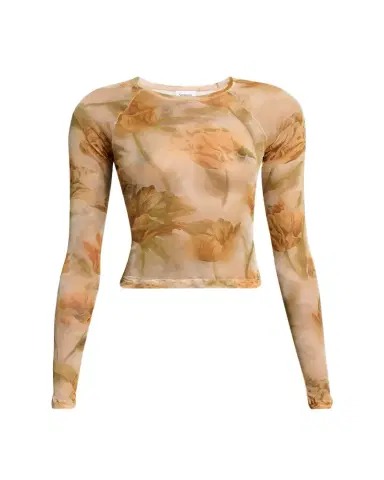 Saint Laurent Floral-Print Mesh Long-Sleeve Top | Thumbnail 1