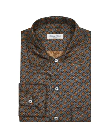 Salvatore Piccolo Men's Silk Diamond-Print Dress Shirt | Thumbnail 1 Salvatore Piccolo Men's Silk Diamond-Print Dress Shirt | Thumbnail 1