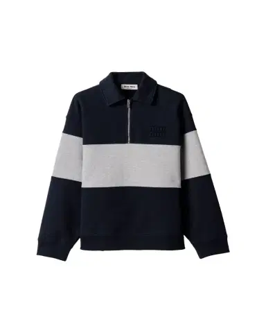 Miu Miu Striped Cotton Polo Sweatshirt | Thumbnail 1