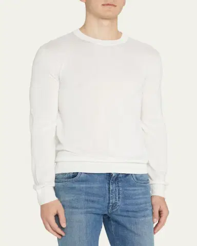 Brioni Men's Cashmere-Silk Crewneck Sweater | Thumbnail 13 Brioni Men's Cashmere-Silk Crewneck Sweater | Thumbnail 13