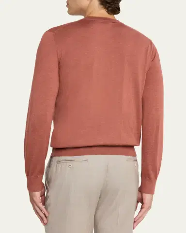 Brioni Men's Cashmere-Silk Crewneck Sweater | Thumbnail 8 Brioni Men's Cashmere-Silk Crewneck Sweater | Thumbnail 8
