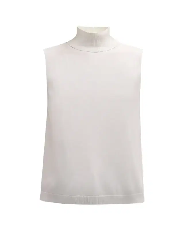 Sleeveless Matte Crepe Turtleneck Pullover
