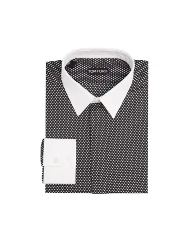 Tom Ford Men's Cotton Diamond-Print Contrast Collar-Cuff Dress Shirt | Thumbnail 1 Tom Ford Men's Cotton Diamond-Print Contrast Collar-Cuff Dress Shirt | Thumbnail 1